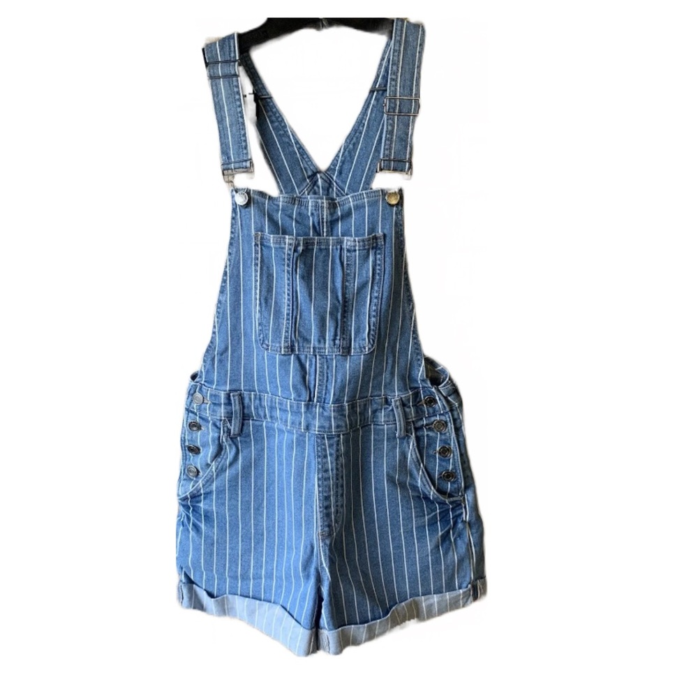 Cello Denim Stripped Light Wash Overalls
